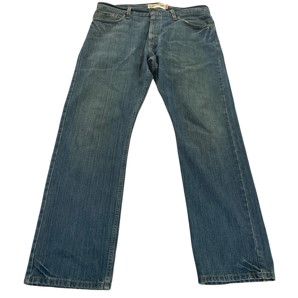 Levis 514 Jeans Mens Fit 36x31 (36x30 Tag) Slim Fit Distressed Blue Straight Leg